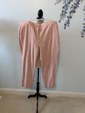Ann Taylor Pink Houndstooth Ankle Pants
